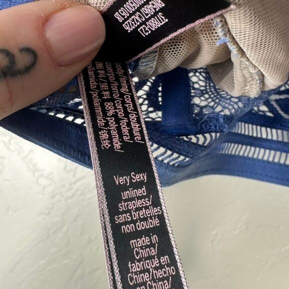 Victoria's Secret Y2K Periwinkle Very Sexy Lace-Up Unlined Corset Top Bralette - Picture 5 of 5